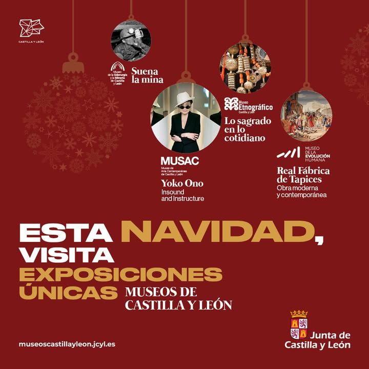 Cartel promocional de exposiciones culturales en Castilla y León durante Navidad