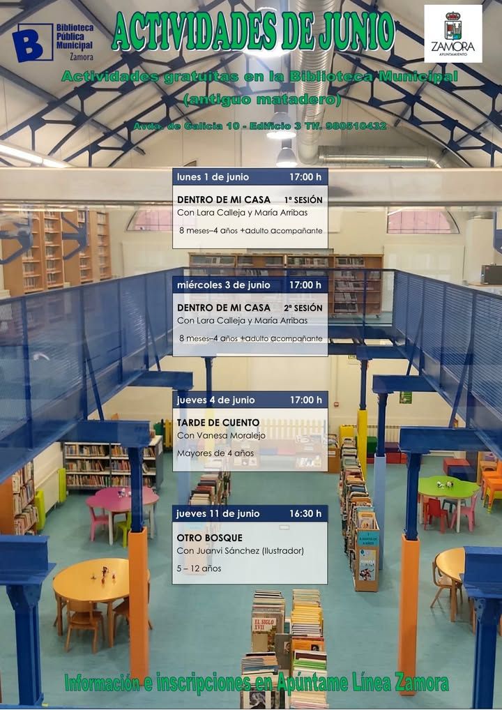 Cartel de actividades de animación lectora en bibliotecas de Zamora