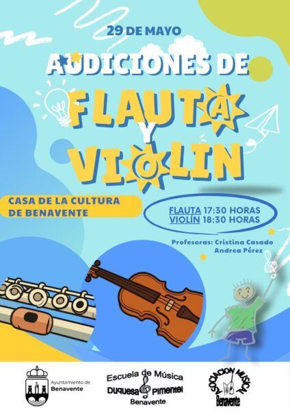 Cartel de audiciones de flauta y violín en Benavente