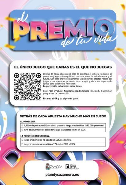 Cartel de campaña del Ayuntamiento de Zamora sobre ludopatía