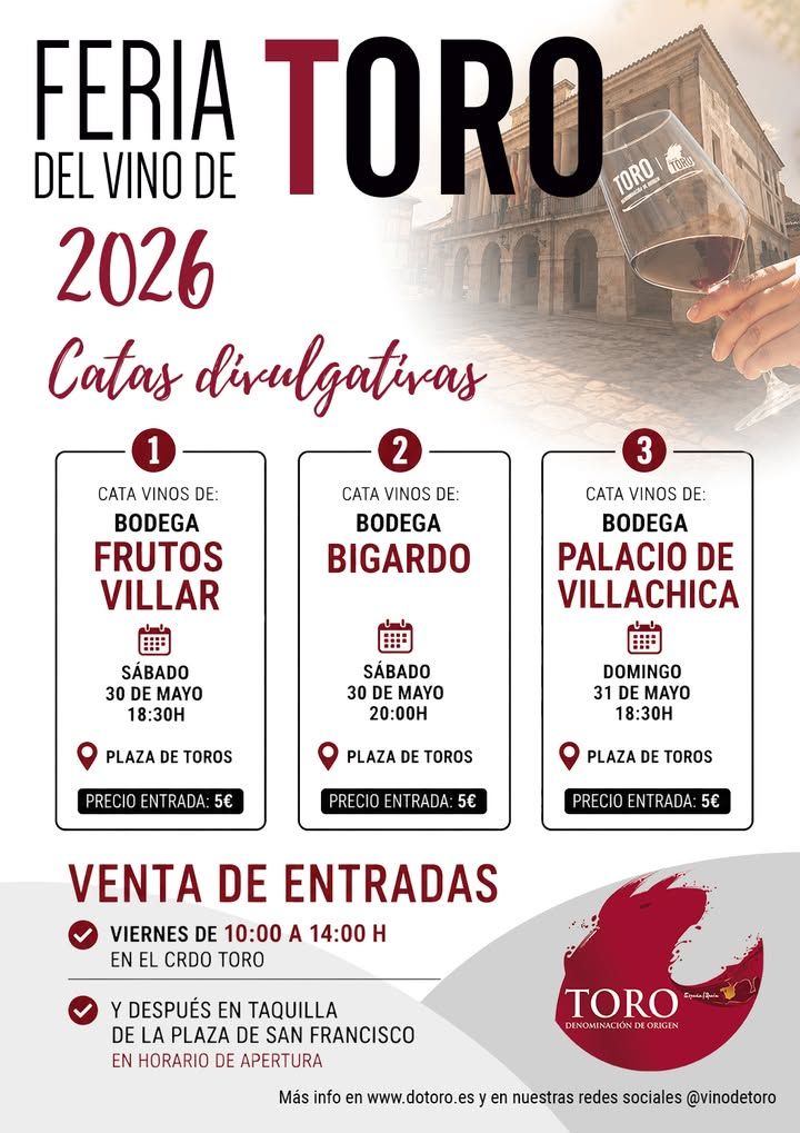 Cartel de las catas de vino en la Feria del Vino de Toro 2026