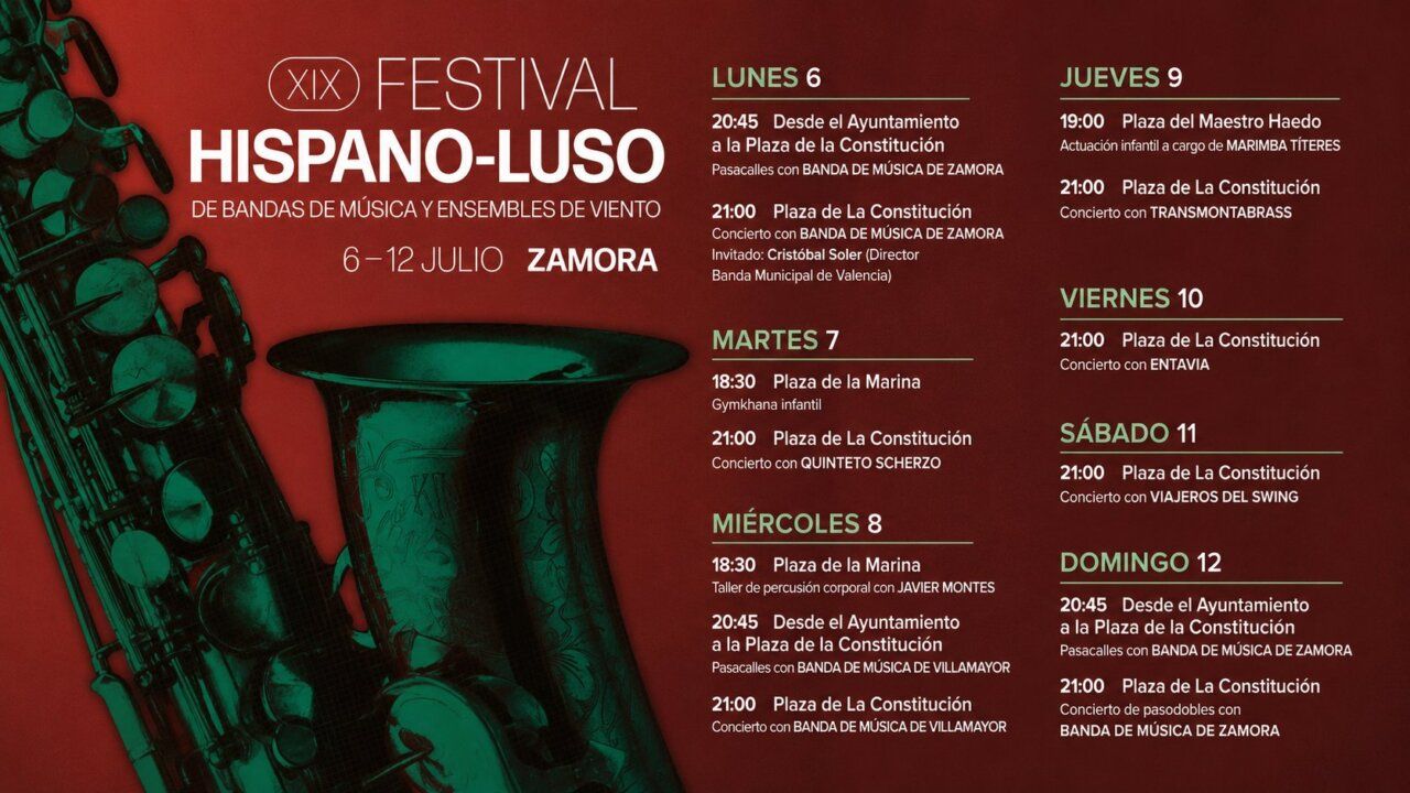 Cartel del XIX Festival Hispanoluso de Bandas de Música en Zamora