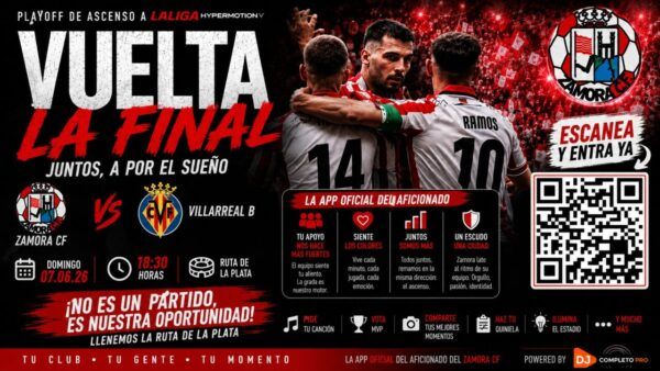 Cartel del Zamora CF promocionando su nueva aplicación para aficionados