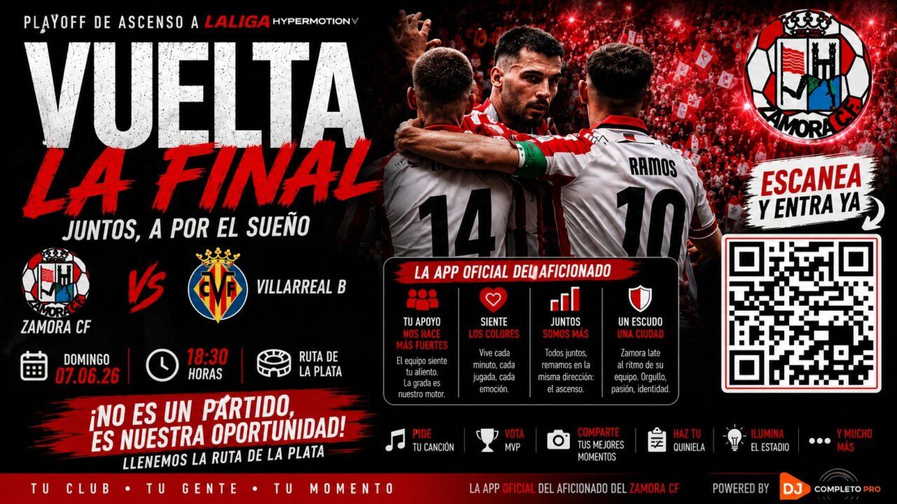 Cartel del Zamora CF promocionando su nueva aplicación para aficionados