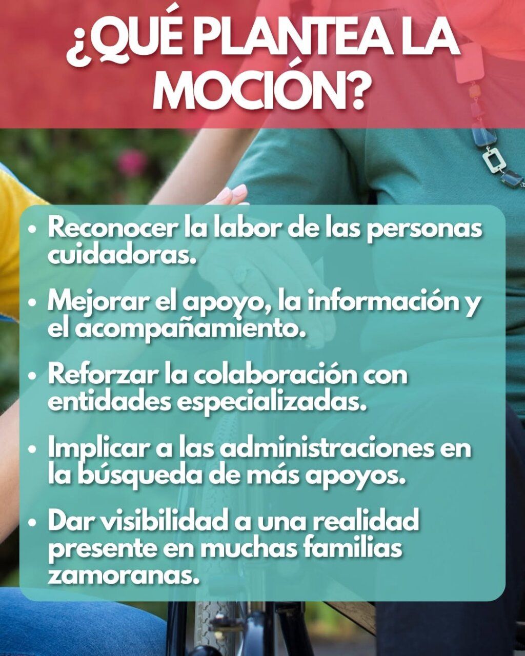Reunión sobre moción para apoyar a cuidadores de familiares dependientes en Zamora