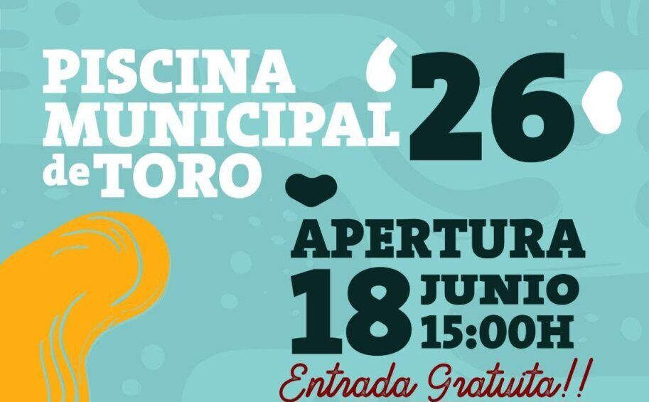 Cartel de apertura de la piscina municipal de Toro con horarios y precios