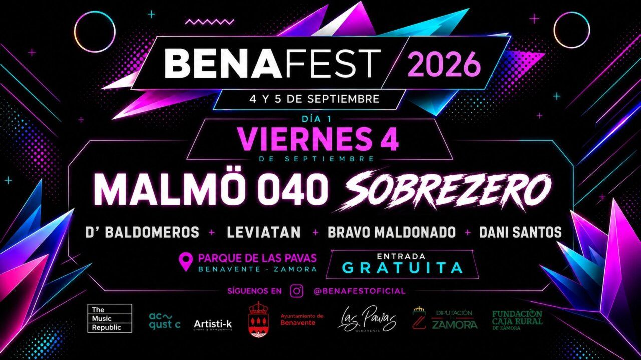 Cartel del festival Benafest 2026 con artistas y fechas
