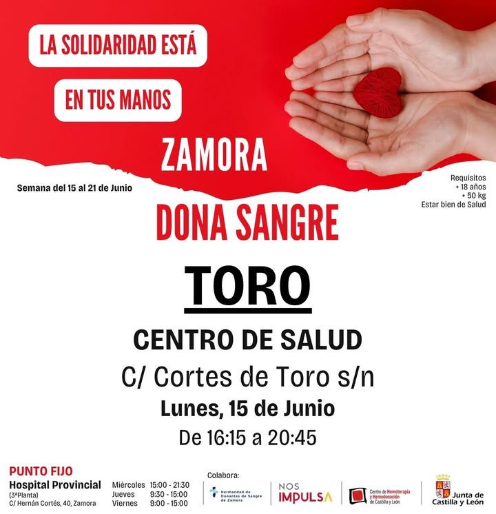Cartel de campaña de donación de sangre en Toro, Zamora