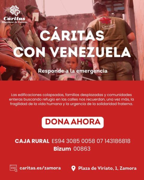 Cartel de campaña de emergencia para ayudar a Venezuela tras terremotos