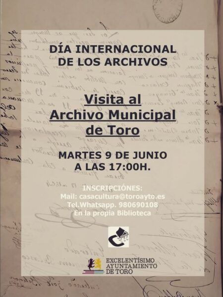 Cartel del Día Internacional de los Archivos en Toro con detalles de la visita.