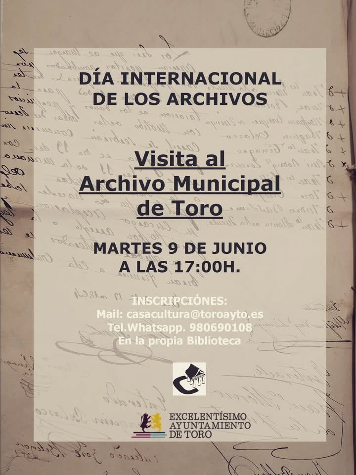 Cartel del Día Internacional de los Archivos en Toro con detalles de la visita.