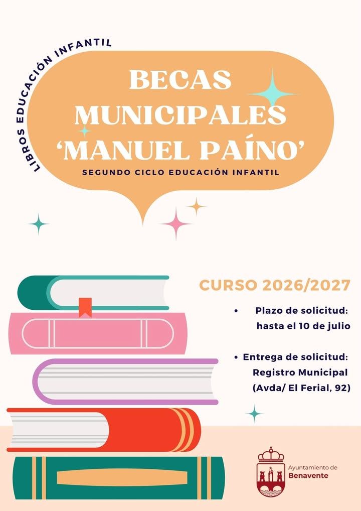 Cartel de convocatoria de becas municipales Manuel Paíno para educación infantil