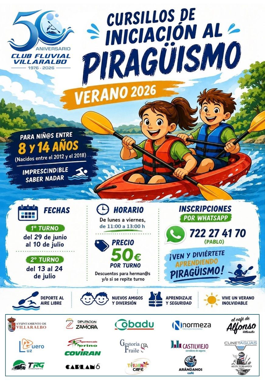 Niños practicando piragüismo en el Club Fluvial Villaralbo