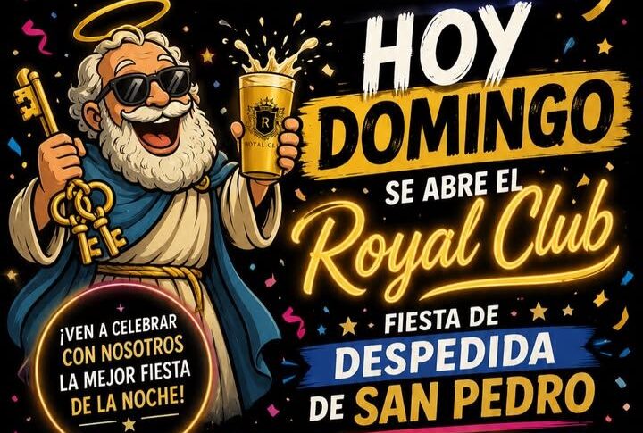 Cartel de fiesta de despedida de San Pedro en Royal Club