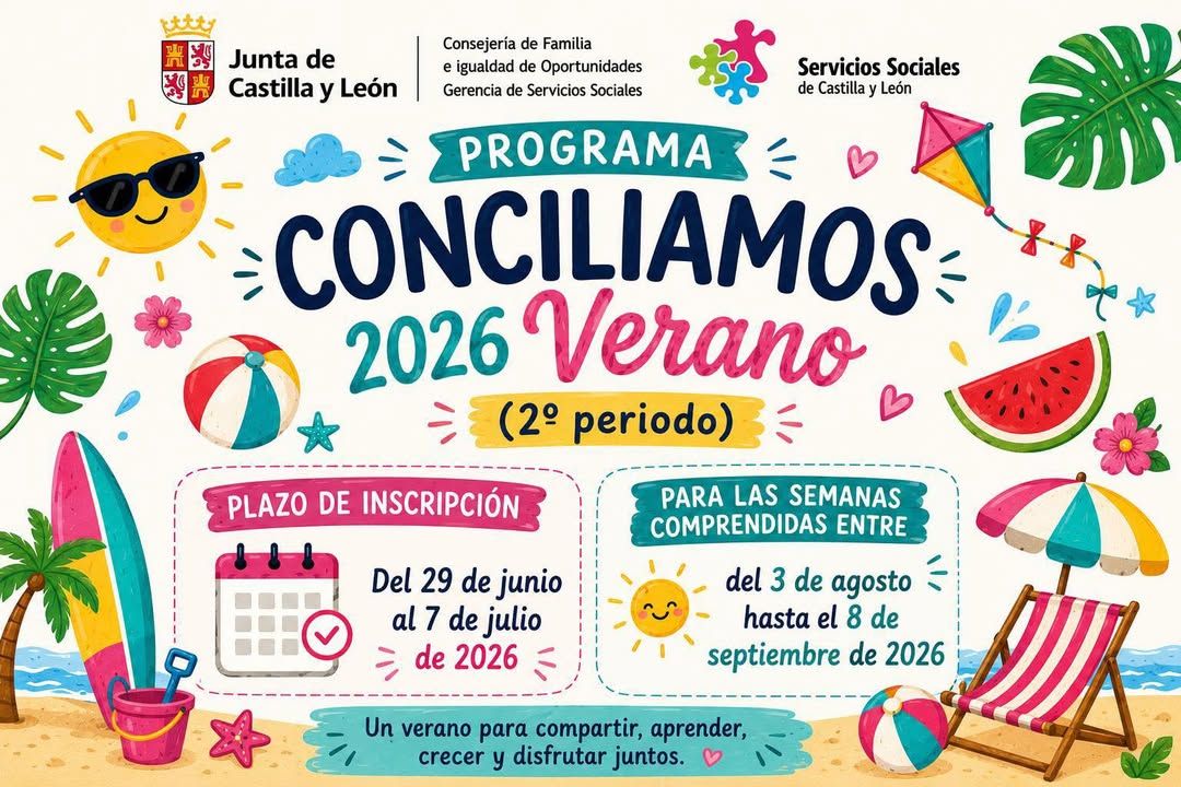 Cartel informativo sobre el programa Conciliamos Verano 2026