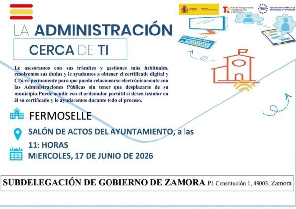 Cartel informativo sobre jornada de certificados digitales en Fermoselle
