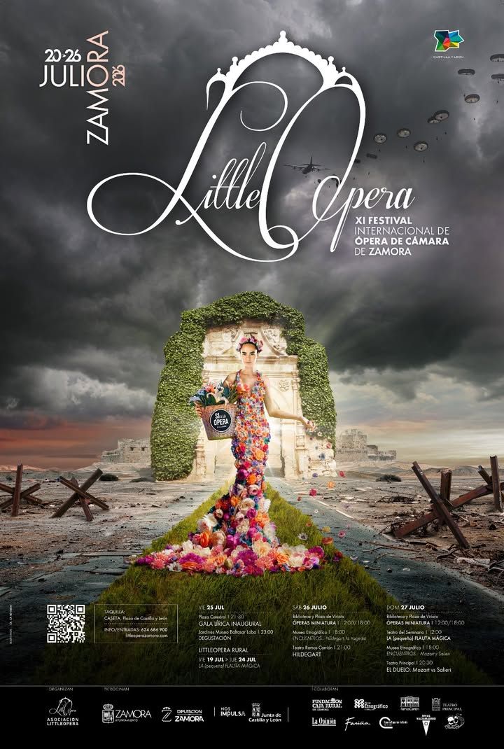 Cartel del festival LittleOpera 2026 en Zamora con una mujer vestida de flores