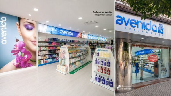 Interior de una perfumería Avenida con productos de belleza
