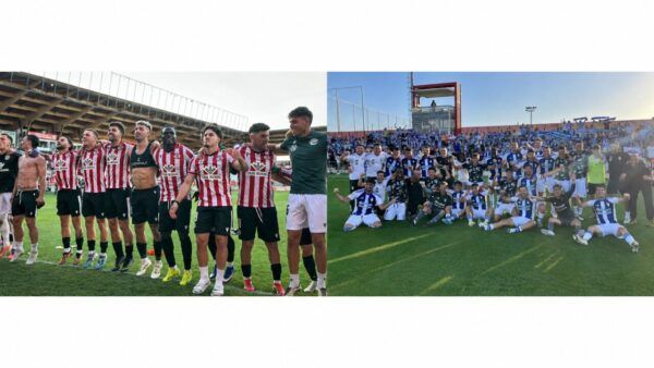 Jugadores de Ponferradina y Zamora celebrando el ascenso a Segunda División