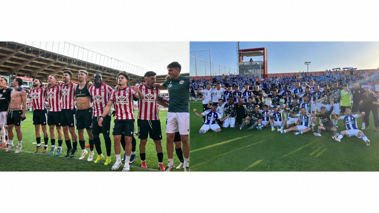 Jugadores de Ponferradina y Zamora celebrando el ascenso a Segunda División