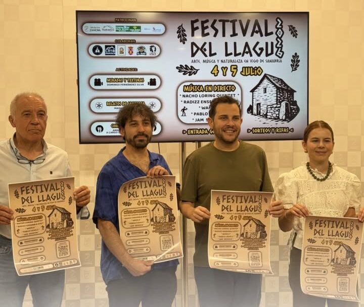 Presentación del Festival del Llagu en Vigo de Sanabria con organizadores y cartel
