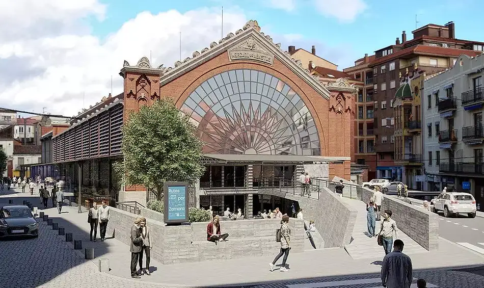 Vista exterior del Mercado de Abastos de Zamora en rehabilitación