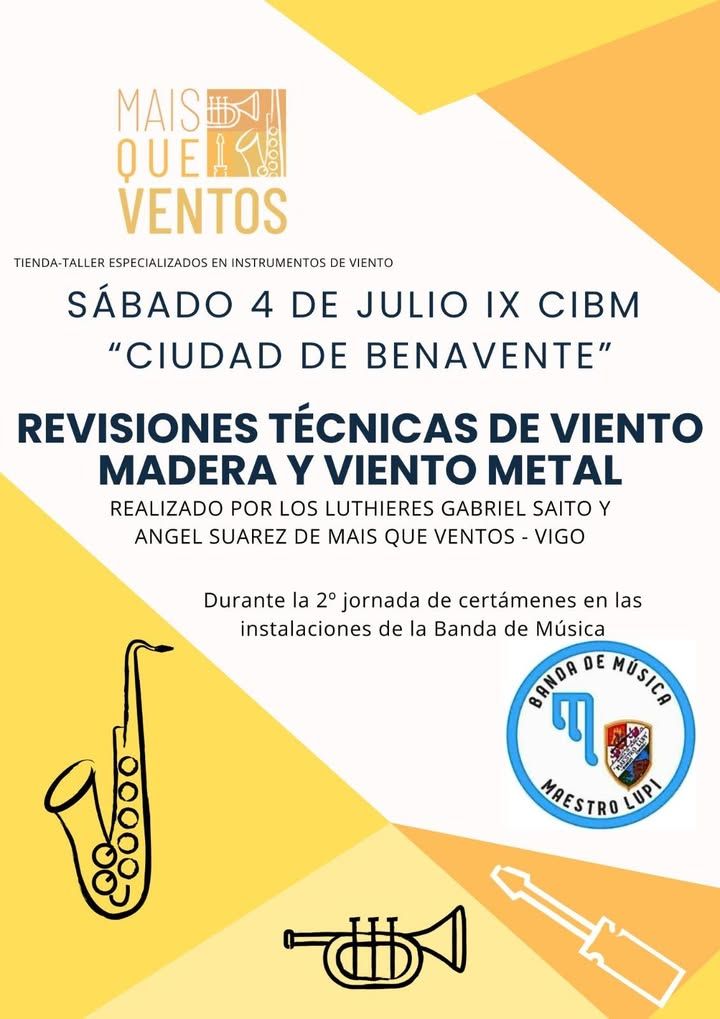 Cartel del IX CIBM en Benavente con instrumentos de viento