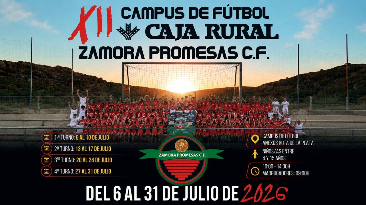 Grupo de niños en el XII Campus de Fútbol Caja Rural Zamora Promesas