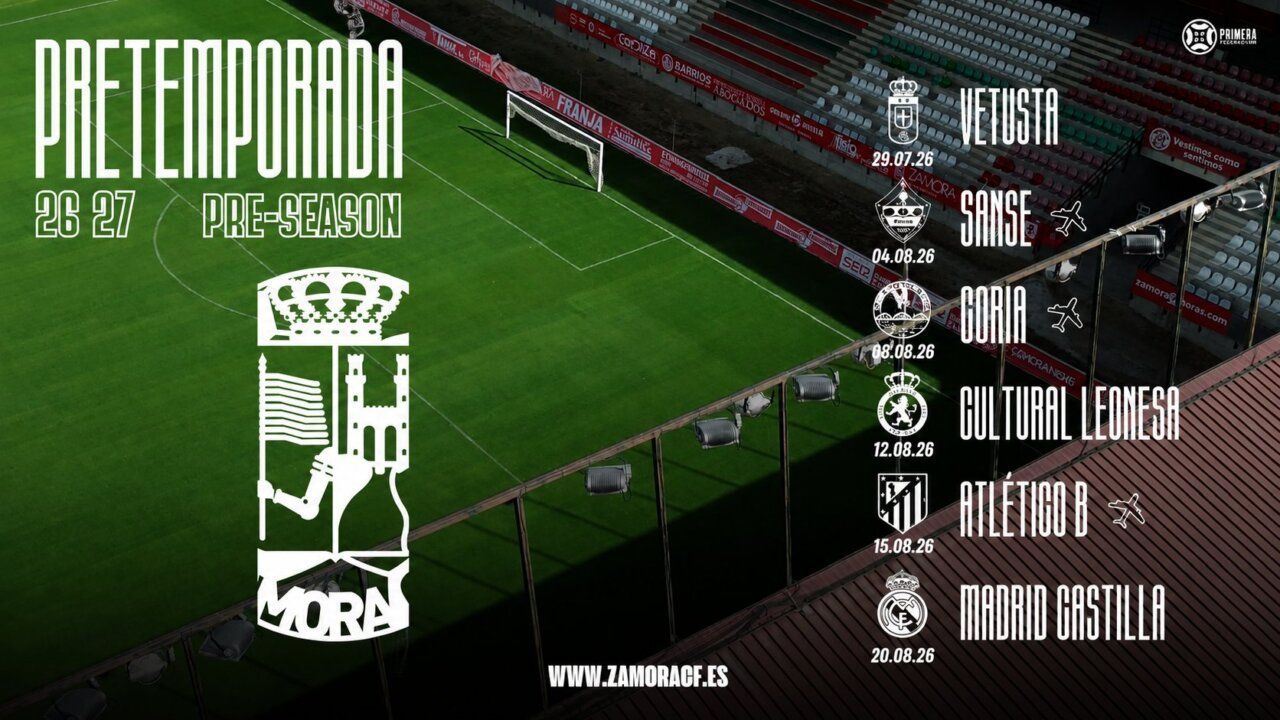 Calendario de pretemporada del Zamora CF para la temporada 2026/27