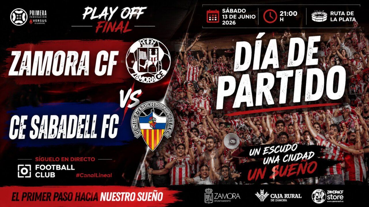 Cartel del partido entre Zamora CF y CE Sabadell en playoff de ascenso
