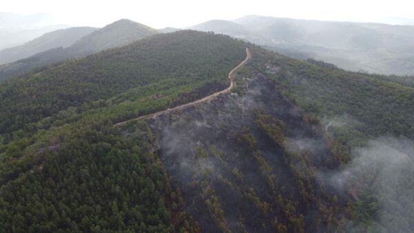 Vista aérea de un área afectada por incendios en Ávila y Salamanca