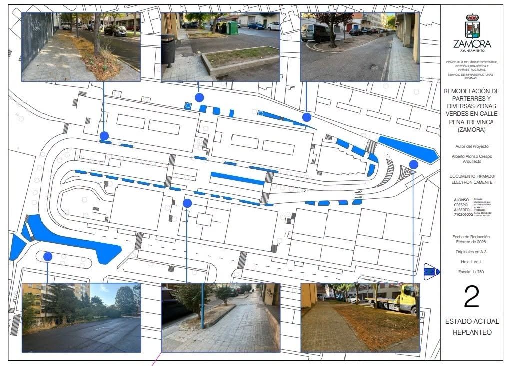 Plano de renovación del entorno de la calle Peña Trevinca en Zamora