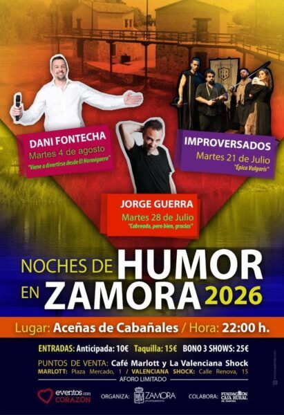 Cartel de la actuación de Dani Fontecha en Noches de Humor en Zamora
