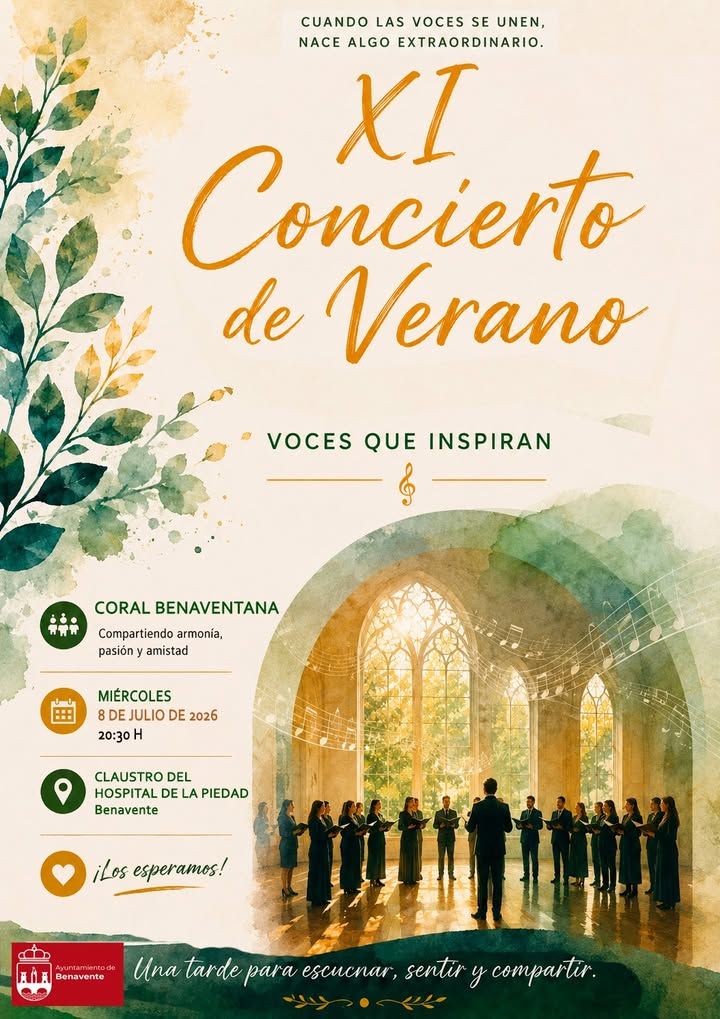 Cartel del XI Concierto de Verano de la Coral Benaventana en el Hospital de la Piedad