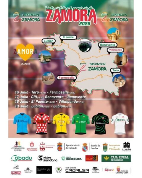 Mapa de la Vuelta Ciclista a la Provincia de Zamora 2026 con etapas y localidades
