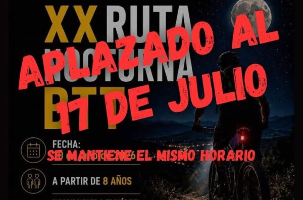 Cartel de la marcha nocturna de BTT en Benavente aplazada al 17 de julio