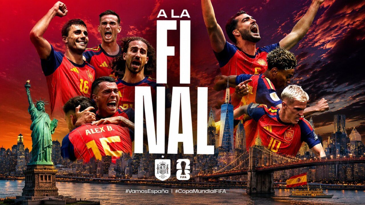 Aficionados animando a la selección española en la final del Mundial de Fútbol