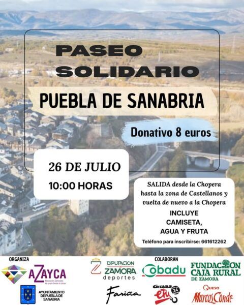 Cartel del paseo solidario en Puebla de Sanabria para pacientes oncológicos