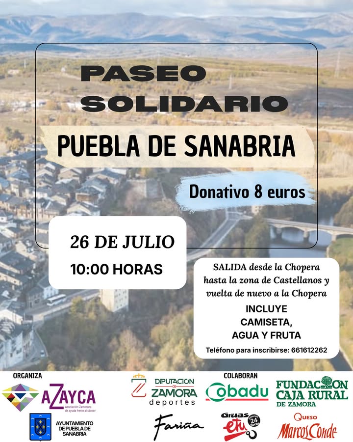 Cartel del paseo solidario en Puebla de Sanabria para pacientes oncológicos