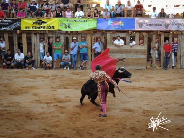 Matador en acción durante la presentación del cartel taurino en Fermoselle