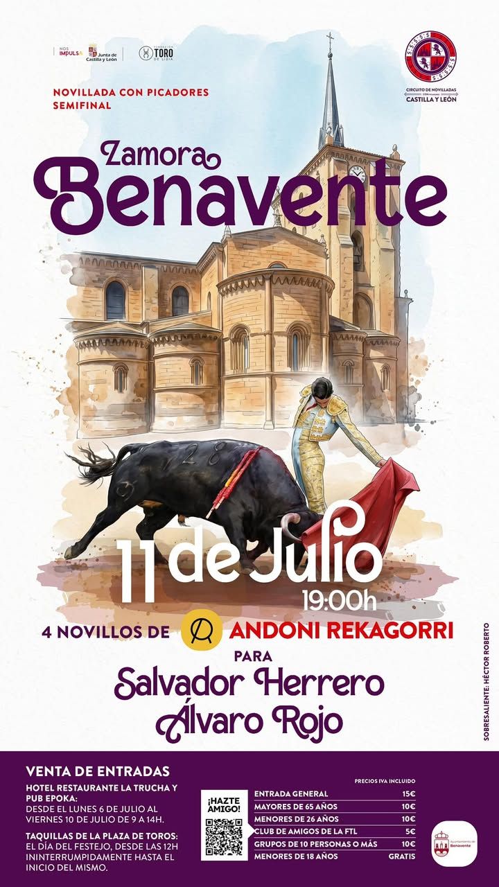 Cartel de la semifinal del circuito de novilladas en Benavente
