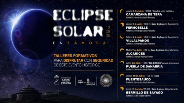 Cartel del taller sobre el eclipse solar en Fermoselle