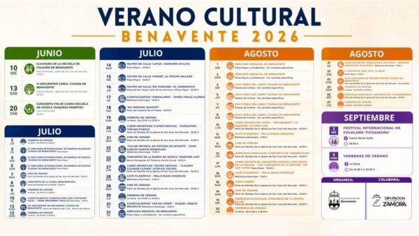Calendario de actividades culturales para el verano en Benavente 2026