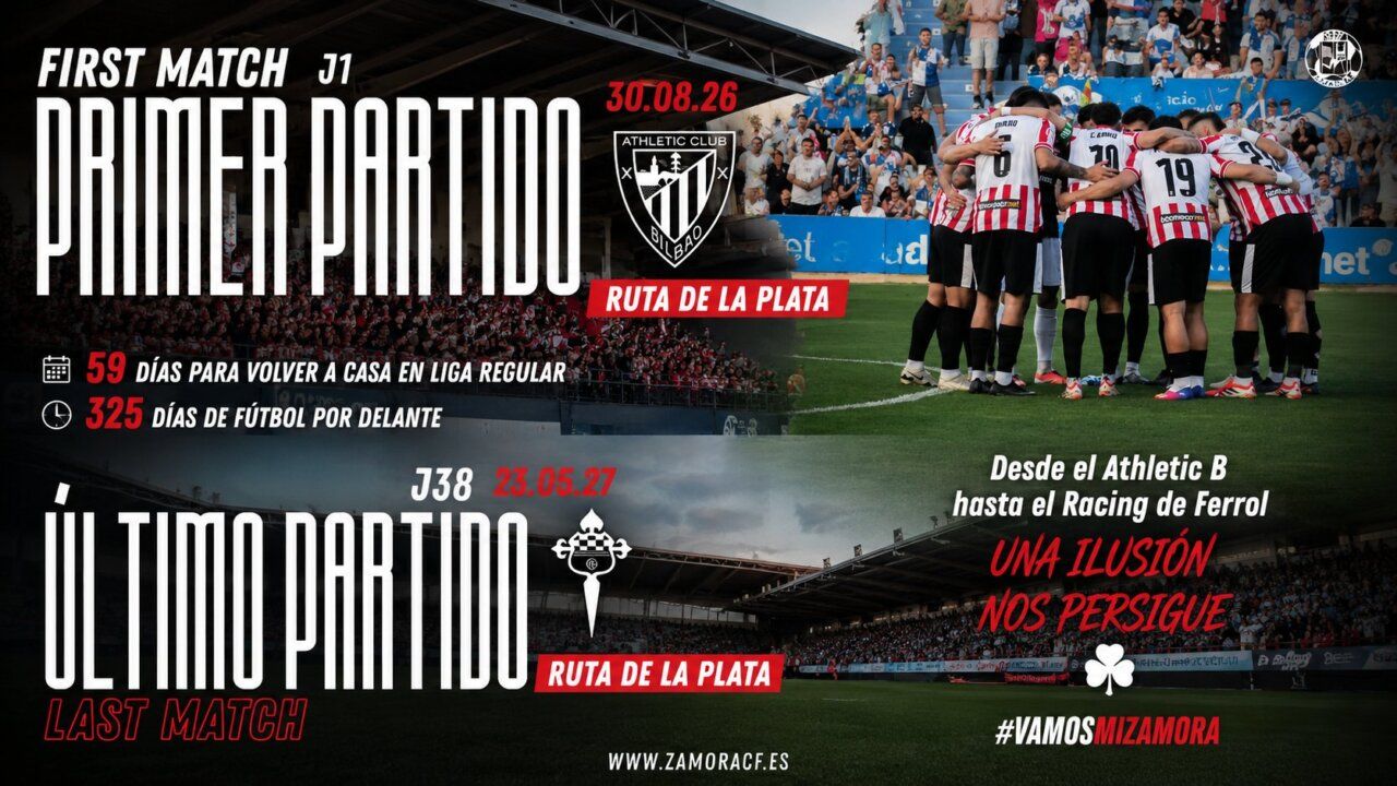 Cartel del Zamora CF para la temporada 2026/27 en el Ruta de la Plata