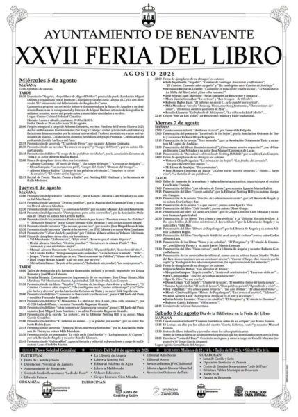 Cartel de la XXVII Feria del Libro en Benavente con actividades culturales