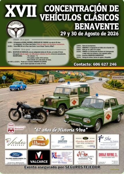 Cartel de la XVII Concentración de Vehículos Clásicos en Benavente