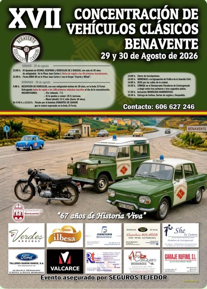 Cartel de la XVII Concentración de Vehículos Clásicos en Benavente