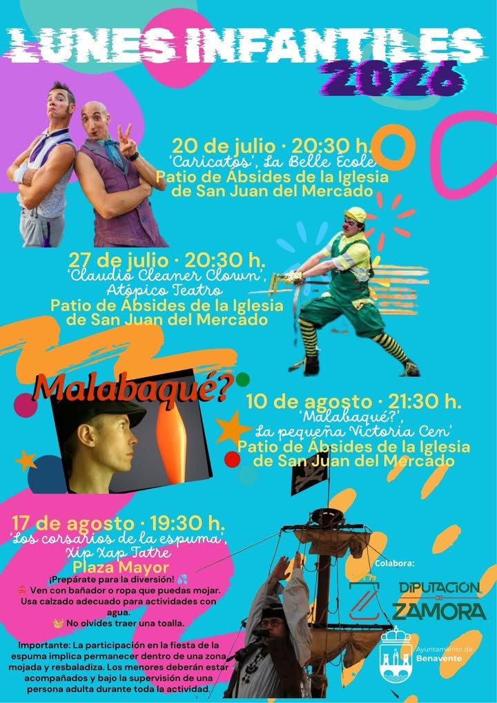 Cartel del espectáculo infantil Los corsarios de la espuma en Benavente