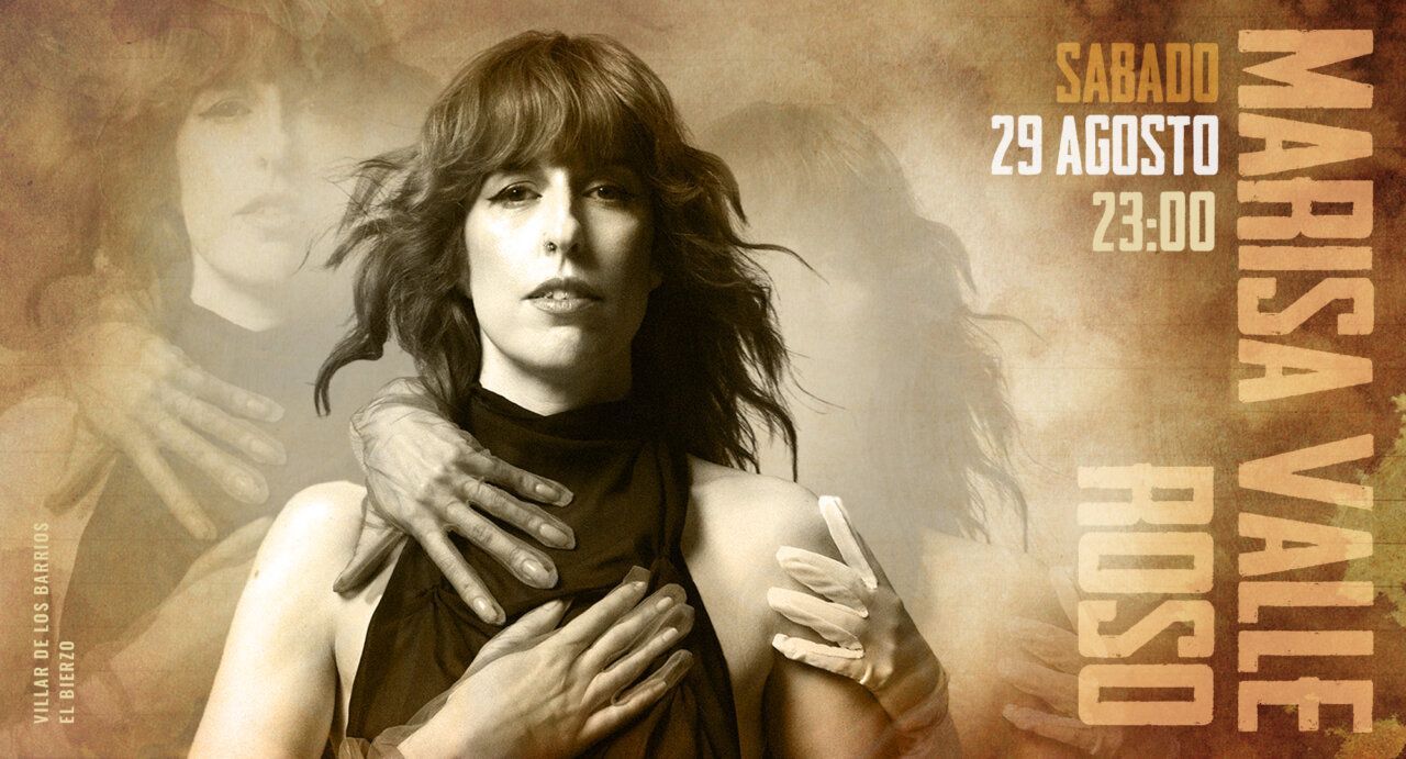 Marisa Valle en el festival Villar de los Barrios con fondo artístico