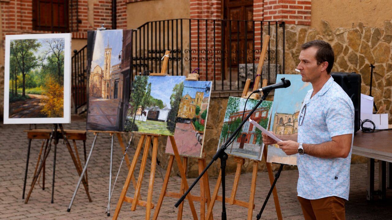 Francisco Tomás Medina en el Certamen de Pintura Rápida de Benavente